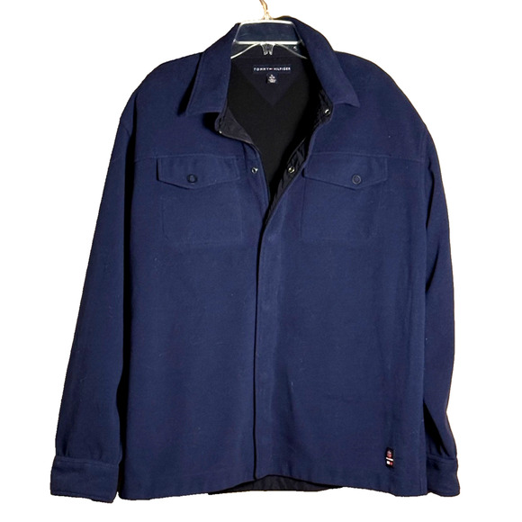 Vintage Tommy Hilfiger Fleece Jacket Mens Insulated Comfy XL Zip Snap Up RARE - Picture 1 of 8